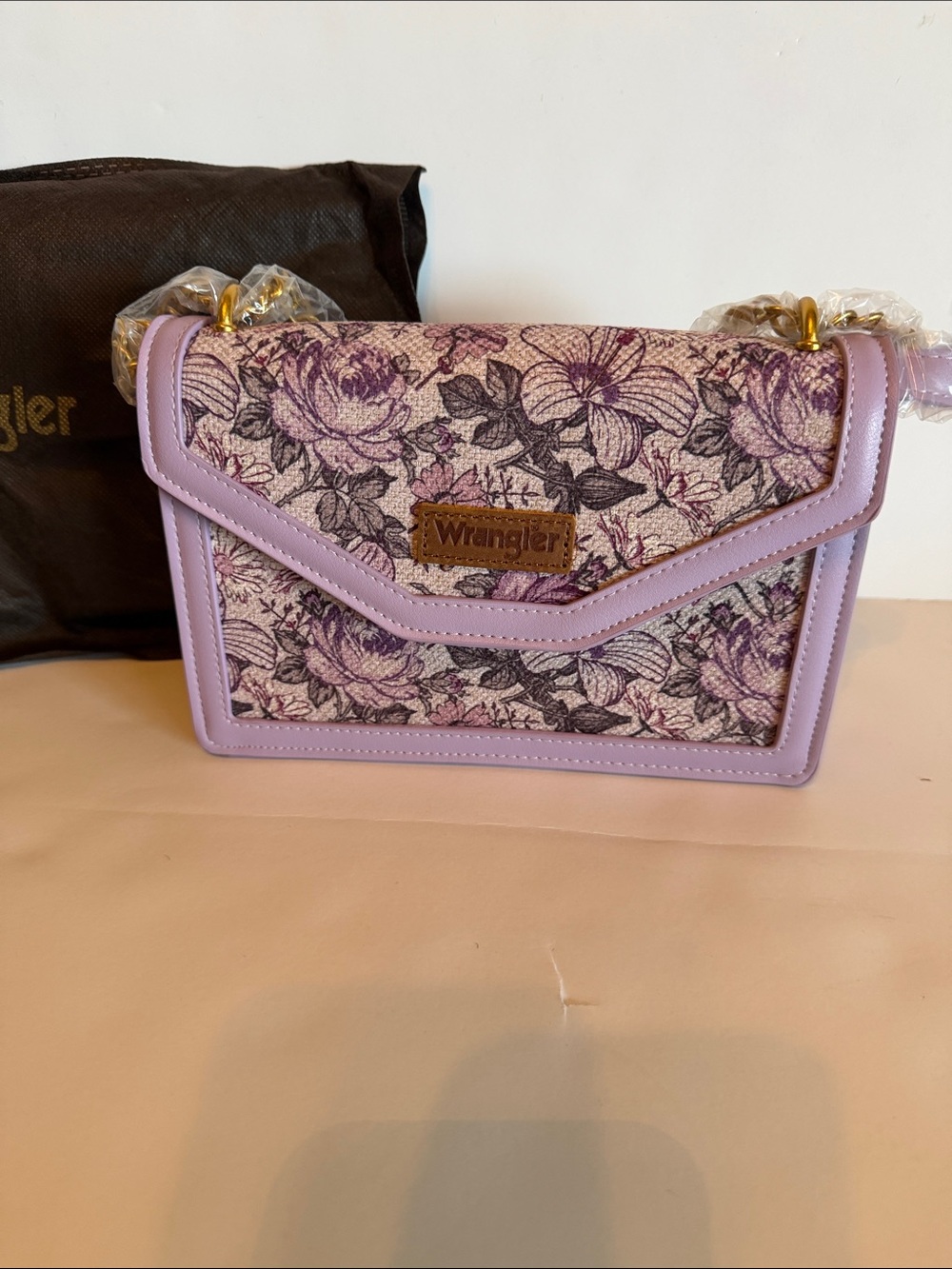 Wrangler Lavender Floral Crossbody with Purple Trim